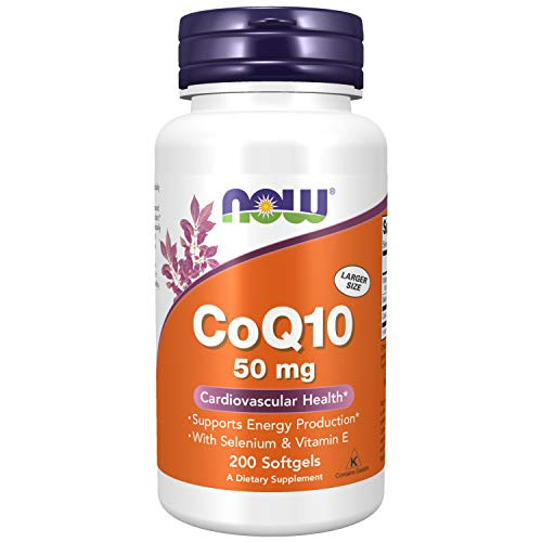 NOW Supplements CoQ10 50 mg Pharmaceutical Grade All Trans Form produced by Fermentation 200 Softgels
