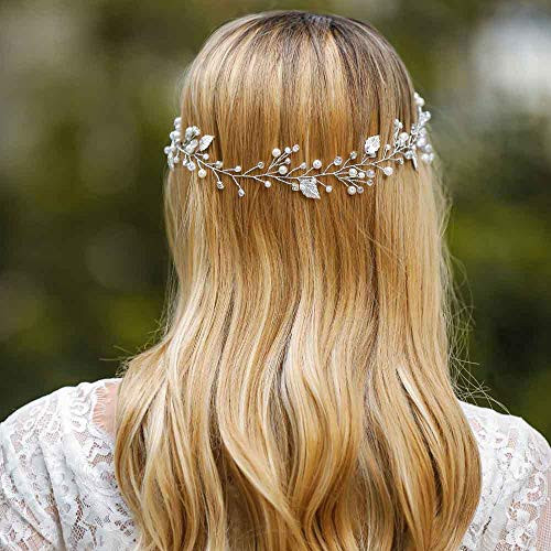 Jovono Bride Wedding Hair Vine Bridal Beaded Rhinestone Headpieces Leaf Hair Accessory for Women and Girls Silver Jovono Bride Wedding Hair Vine Bridal Beaded Rhinestone Headpieces Leaf Hair Accessory for Women and Girls Silver