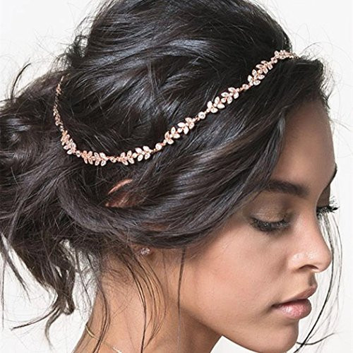 Jovono Bride Wedding Headband Hair Vine bridal Head Accessories Headpieces with Rhinestone for Women and Girls Gold Jovono Bride Wedding Headband Hair Vine bridal Head Accessories Headpieces with Rhinestone for Women and Girls Gold