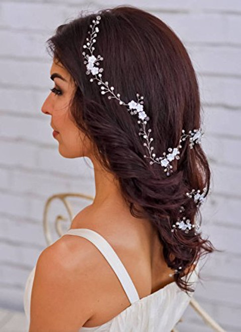 Jovono Bride Wedding Hair Vine Bridal Flower Headband Headpiece Beaded Rhinestone Hair Accessories for Women and Girls Silver Jovono Bride Wedding Hair Vine Bridal Flower Headband Headpiece Beaded Rhinestone Hair Accessories for Women and Girls Silver