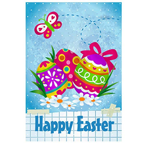 Morigins Colorful Pastel Eggs Flag Decorative Happy Easter House Flag 28 x 40 Inch Double Sided
