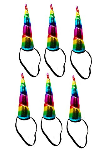 Unicorn Horn Headband for Parties and Costume Accessories   Set of 6 Rainbow Unicorn Headbands