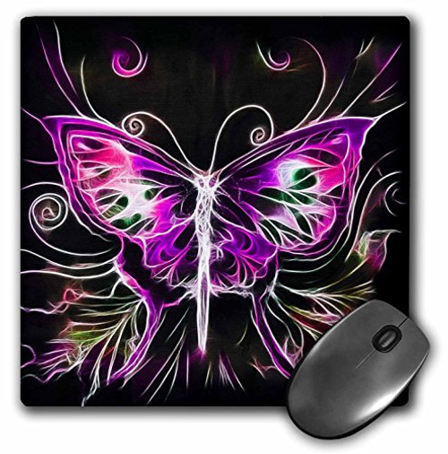 3dRose LLC 8 x 8 x 0.25 Inches Mouse Pad, Pretty Pink and Purple Fractal Butterfly Digital Nature Art (mp_116896_1) 3dRose LLC 8 x 8 x 0.25 Inches Mouse Pad, Pretty Pink and Purple Fractal Butterfly Digital Nature Art (mp_116896_1)