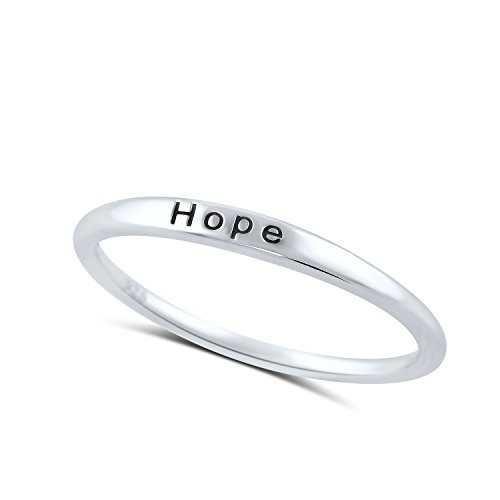 Sterling Silver Thin Stackable Hope Ring   Size 9