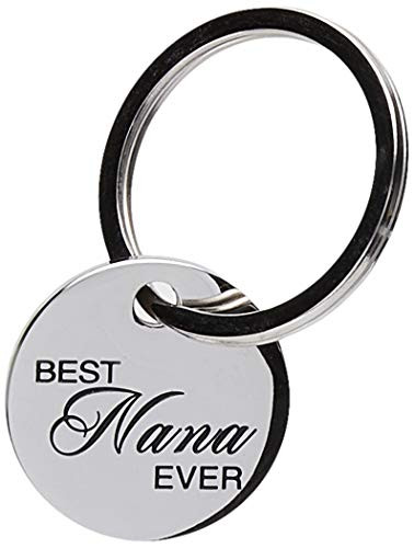 COMISAN Stainless Steel Stamped Charm Key Tag Keychain Pendant Key Ring for Family Relatives Gift  Best Nana Ever
