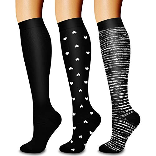Compression Socks 3 Pairs  Compression Sock Women and Men Best Running Athletic Sports Crossfit Flight Travel