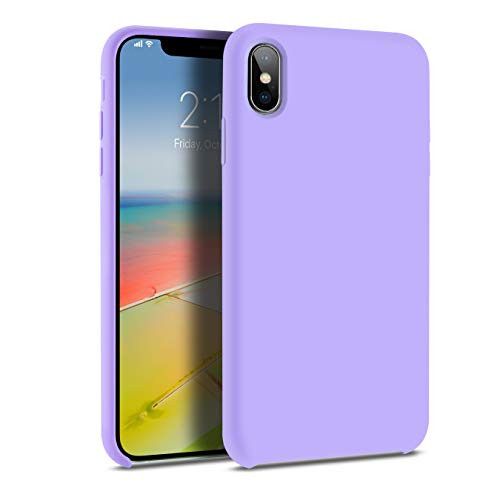 SYMOCA Case for iPhone Xs XLiquid Silicone CaseProtection Shockproof Cover Case Drop Protection Case for Apple iPhone X iPhone Xs 58 inch  Purple