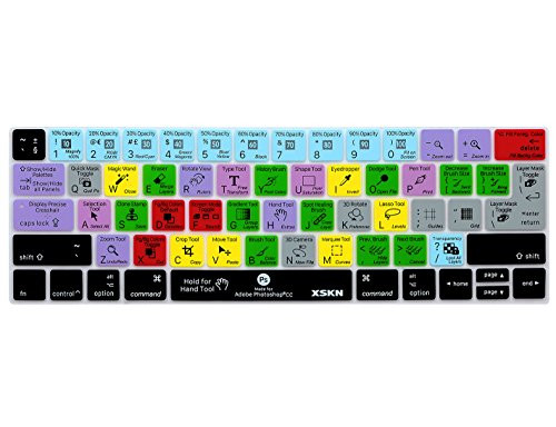 XSKN 2016 New Shortcut Design Series Keyboard Skin Cover for Touch Bar Models MacBook Pro 13  A1706 A1989    MacBook Pro 15  A1707 A1990  US EU Universal Version  Photoshop