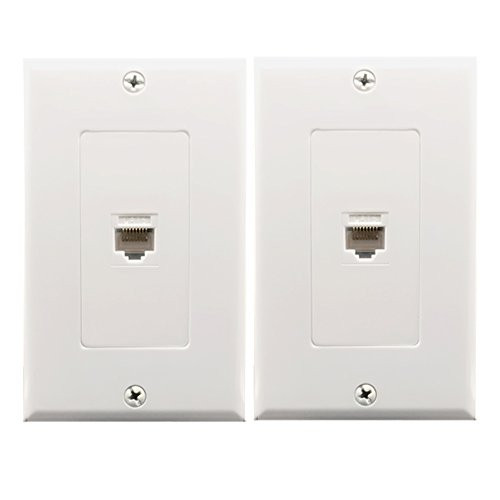 Yomyrayhu 1Port Cat6 Wall Plate and Keystone, RJ45 Jack Ethernet Connector,Female to Female(2Pack) (1Port)