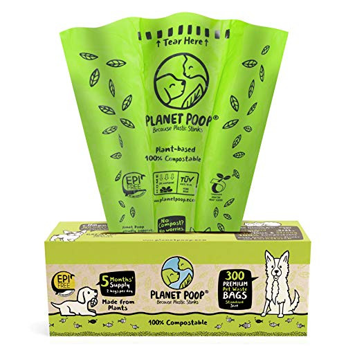 Compostable Dog Poop Bag 300 Pet Waste Bags on a Single Roll Biodegradable Poop Bags for Dogs Unscented Thick Leak Proof Pet Supplies for the Home Pantry Highest ASTM D6400 Supports Doggie Rescue