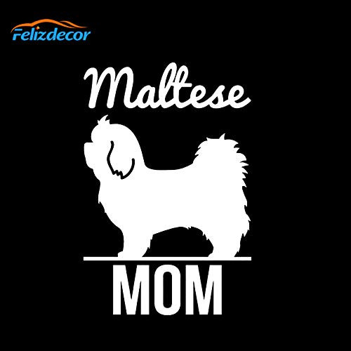 Felizdecor Vinyl Animals Car Sticker Maltese MOM Dog Decal Waterproof Removable Car DecorLaptop Decals  6  L650