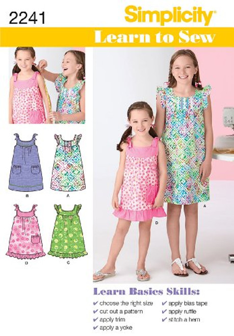 Simplicity Learn to Sew Girl's Dress Sewing Patterns, Sizes 3-6