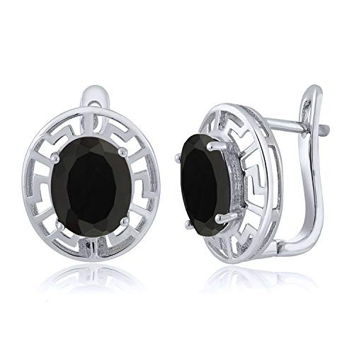 Gem Stone King 500 Ct Black Onyx 925 Sterling Silver Women s Greek Key Earrings 10X8MM Oval Gem Stone King 500 Ct Black Onyx 925 Sterling Silver Women s Greek Key Earrings 10X8MM Oval