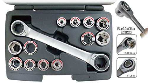 mobarel   Socket Wrench Set with 6 E Type   6 SAE Go Through Sockets
