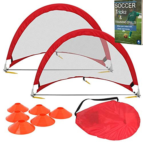 Coolekom Soccer Practice Equipment for Kids  2 Pop Up Soccer Goals Training Cones Carry Case   Ebook Soccer Training Drills   Tricks   Ideal Kids Soccer Training System   Youth Soccer Practice Set