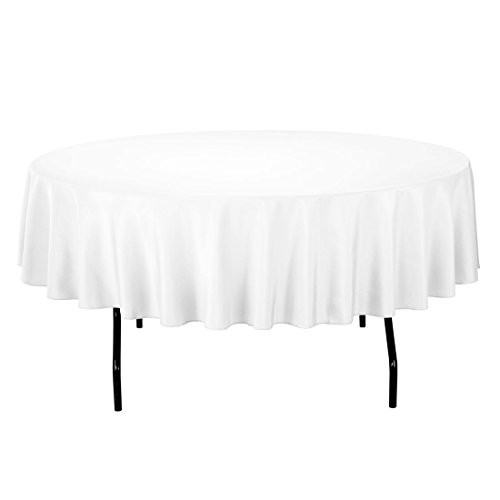LinenTablecloth 90-Inch Round Polyester Tablecloth,  White