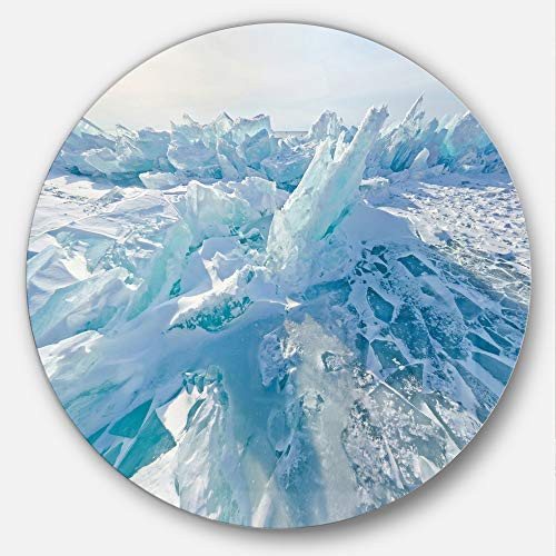 Designart Metal Wall Art - Disc of 11 11'' H x 11'' W x 1'' D 1P Blue/White