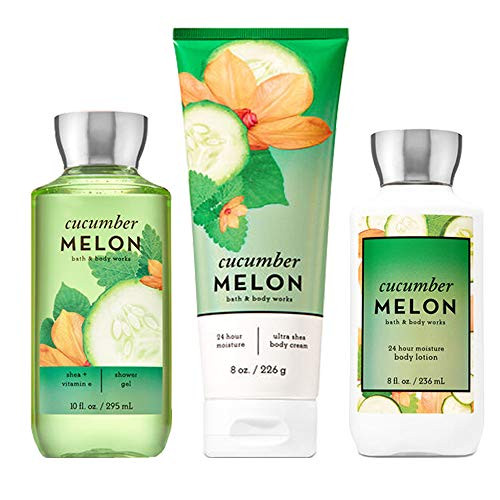 Bath   Body Works Signature Collection Cucumber Melon Gift Set ~ Body Cream ~ Shower Gel   Body Lotion Lot of 3