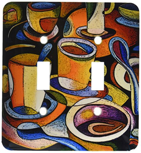 3dRose LLC lsp 21126 2 Cups Poster Mugs Coffee Spoon Abstract Colorful Double Toggle Switch
