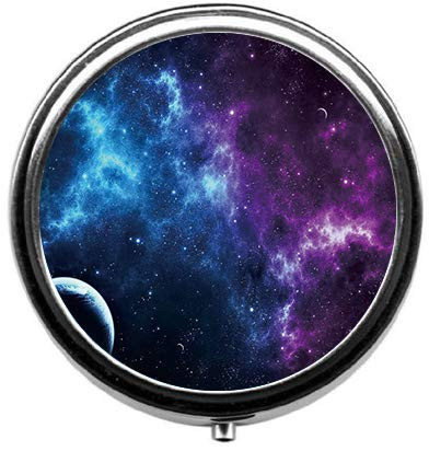 Eareeco   Different Stars Round Pill Case Pill Box Pill Case Case  Three Compartment Pill Box Pill Case
