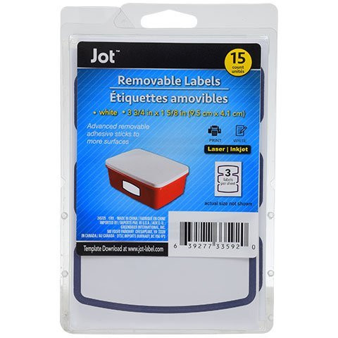 Jot Removable Labels 15 Count 3 Labels Per Sheet