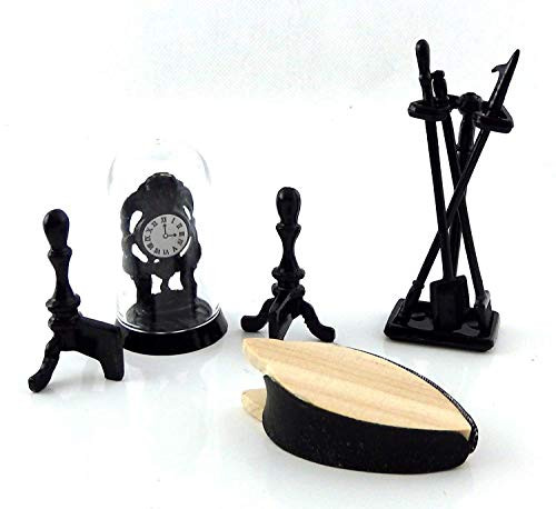 Melody Jane Dolls House Victorian Fireplace Companion Set   Clock Black Miniature Accessory