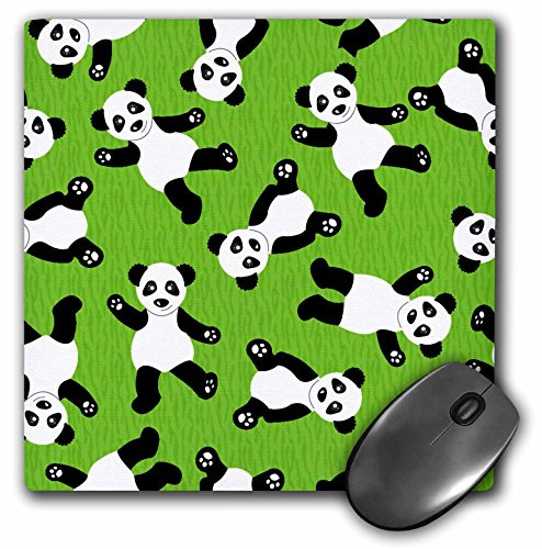 3dRose LLC 8 x 8 x 025 Inches Mouse Pad Cute Happy Cartoon Panda Print on Green Fur Print Background  mp 40925 1