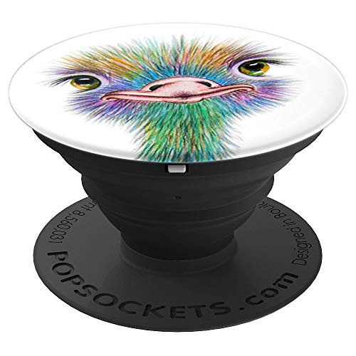 Ostrich Bird Ostriches Emus Avestruz Ave on White PopSockets Grip and Stand for Phones and Tablets