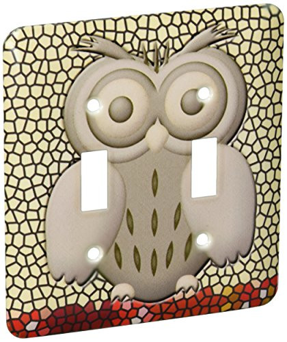 3dRose lsp 108100 2 Cute Owl with Big Eyes and Pretty Background Double Toggle Switch