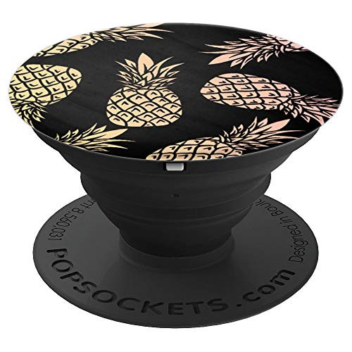 Pink Yellow Pineapple Pattern On Black Background PopSockets Grip and Stand for Phones and Tablets Pink Yellow Pineapple Pattern On Black Background PopSockets Grip and Stand for Phones and Tablets