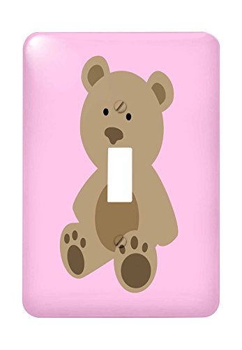 3dRose lsp 224230 1 Cute teddy bear on a light pink background Single Toggle Switch