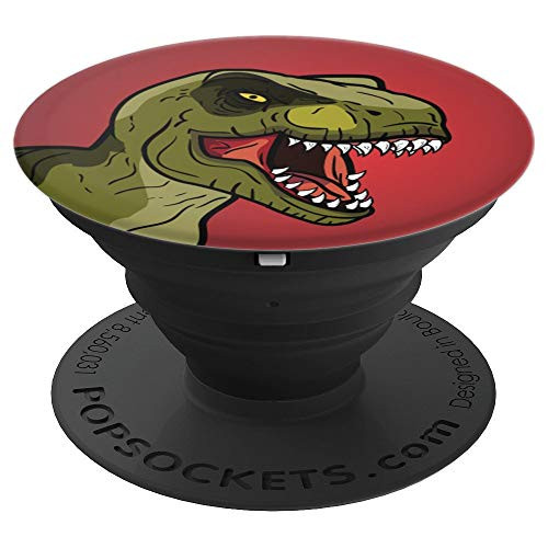 T Rex Roar Over Red Background PopSockets Grip and Stand for Phones and Tablets