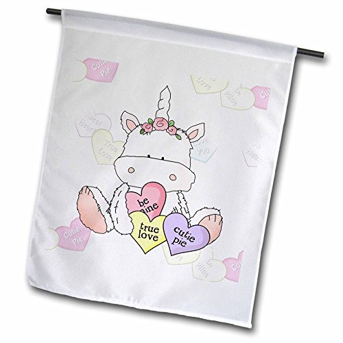 3dRose Valentine Unicorn Candy Hearts   Conversation Hearts Background   Garden Flag 12 by 18