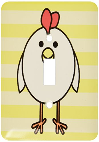 3dRose Lsp 10776 1 Cute White Chicken with Yellow Background Single Toggle Switch