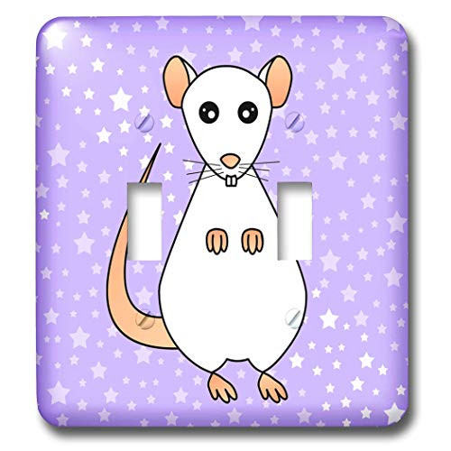 3dRose lsp 10803 2 Cute White Rat Purple Star Background Double Toggle Switch