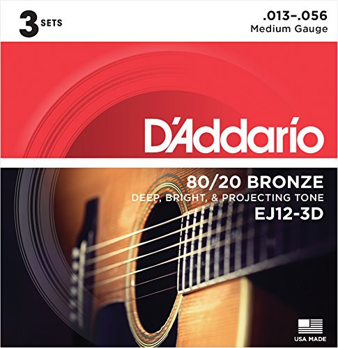 D Addario EJ12 3D 80 12 Bronze Acoustic Guitar Strings 13 56 3 Sets Medium