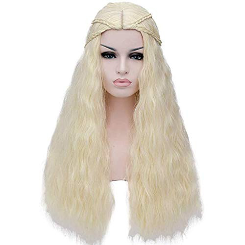 Daenerys Targaryen Wig Khaleesi Cosplay Wigs for Game of Thrones Long Wavy Blonde Wig Costume Party Hair Wigs for Halloween  Blonde  DX029LG