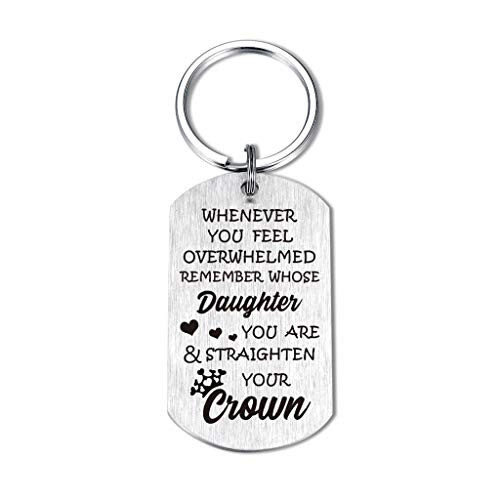 Daughter Son Keychain Whenever You Feel Overwhelmed Remember Whose Straighten Your Crown Birthday Gifts Inspirational Jewelry