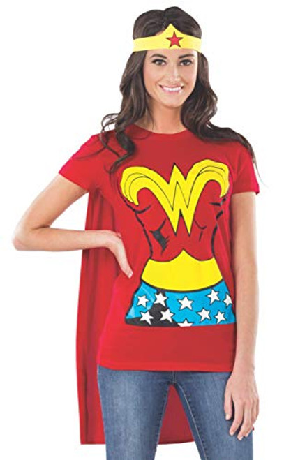 Rubies DC Comics Wonder Woman T Shirt With Cape And Headband Red Large Costume Rubies DC Comics Wonder Woman T Shirt With Cape And Headband Red Large Costume
