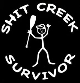 Chase Grace Studio Shit Creek Survivor River Camping Paddle Vinyl Decal Sticker White Cars Trucks SUV Laptops Canoe Kayak Wall Art 5  X 5  CGS170