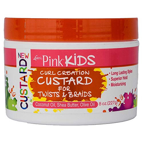 Luster's Pink Kids Curl Creation Custard for Twists & Braids, 8 Ounce Made with Coconut Oil, Shea Butter and Olive Oil.