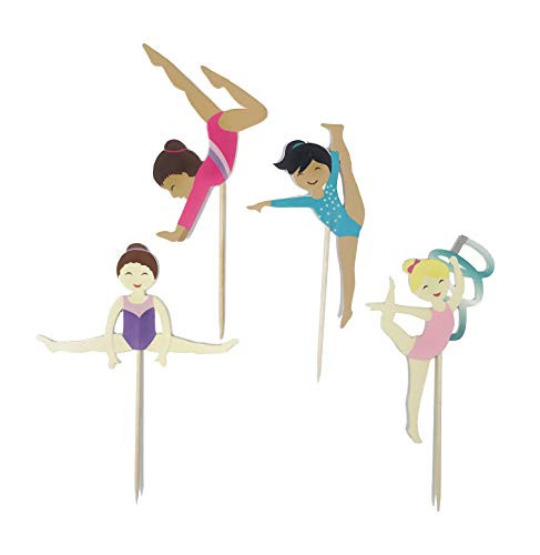 Gymnastics Party   Cupcake Toppers   Set of 12   Gymnast Girls Cupcake Toppers   Food Pick