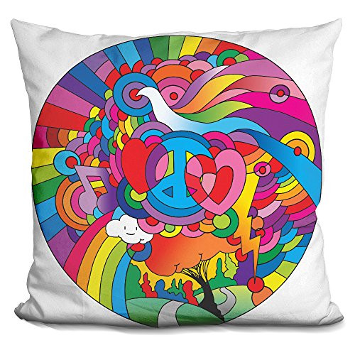 LiLiPi Peace Love Music Circle Decorative Accent Throw Pillow
