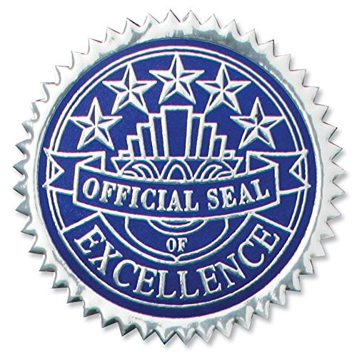 PaperDirect Embossed Excellence Foil Certificate Seals 102 Pack  Silver and Blue
