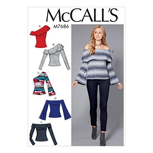 McCall's Patterns M7686A50 Misses' Off-The-Shoulder Knit Tops Sewing Pattern A5 (6-8-10-12-14)