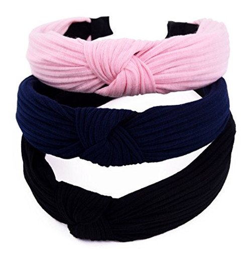 STHUAHE 3PCS Women and Girls Handmade Broadside Retro Style Cloth Cross Knot Hair Hoop Hairband Headband Headwear Hair Accessories by Beauty Hair  3 Color