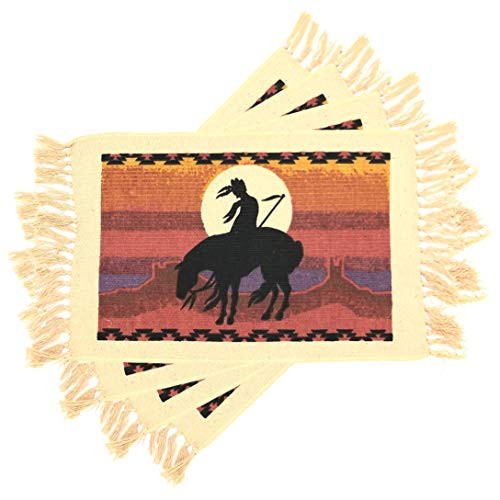 El Paso Saddleblanket Southwest Style Placemats Set of 4 for Themed Party or Wedding Decorations 13in x 28in  Lone Warrior