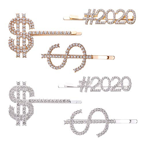 Lurrose 6pcs 2020 Rhinestone Hair Clip Letters Bobby Pins Glitter Crystal Hair Pins Chic Barrettes Lurrose 6pcs 2020 Rhinestone Hair Clip Letters Bobby Pins Glitter Crystal Hair Pins Chic Barrettes