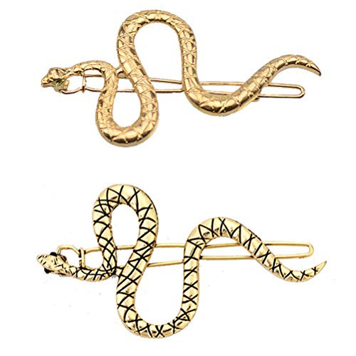 LEORX 4pcs Snake Hair Clip Vintage Decorative Metal Hair Pins for Women Girls Golden Ancient Gold LEORX 4pcs Snake Hair Clip Vintage Decorative Metal Hair Pins for Women Girls Golden Ancient Gold