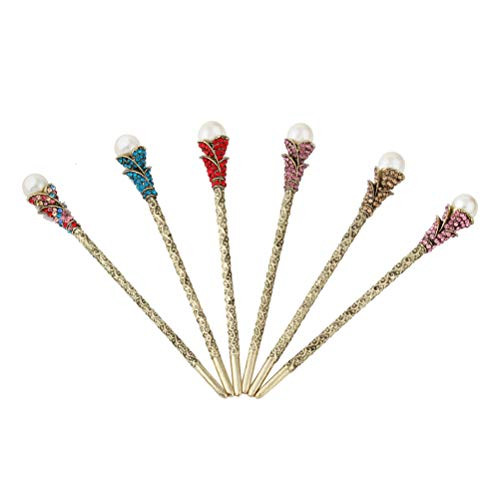 Rhinestone Hair Sticks FRCOLOR Chinese Pearl Hair Chopsticks Chignon Pin 6pcs Rhinestone Hair Sticks FRCOLOR Chinese Pearl Hair Chopsticks Chignon Pin 6pcs